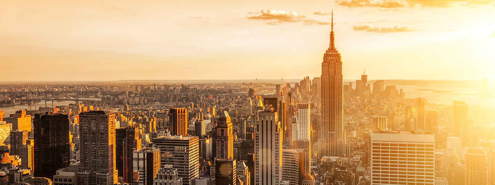 New York city skyline at sunset New York City at sunset